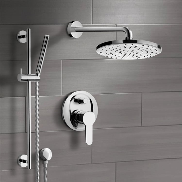 Remer SFR21-8 Chrome Shower System with 8 Inch Rain Shower Head and Hand Shower